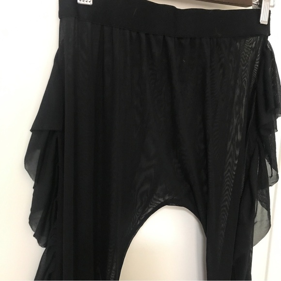 Kandyshop black sheer mesh swim cover up ruffle side leggings - Picture 5 of 10